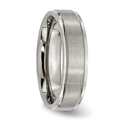 Chisel Titanium Brushed Center 6mm Ridged Edge Band
