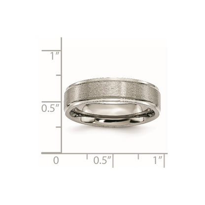 Chisel Titanium Brushed Center 6mm Ridged Edge Band