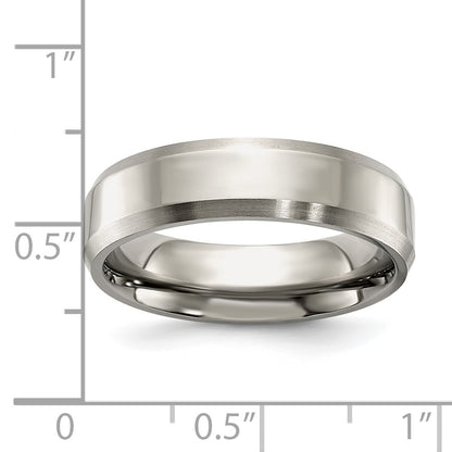 Titanium Polished with Brushed and Beveled Edge 6mm Band