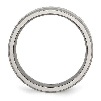 Titanium Polished with Brushed and Beveled Edge 8mm Band