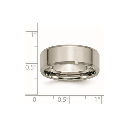 Titanium Polished with Brushed and Beveled Edge 8mm Band
