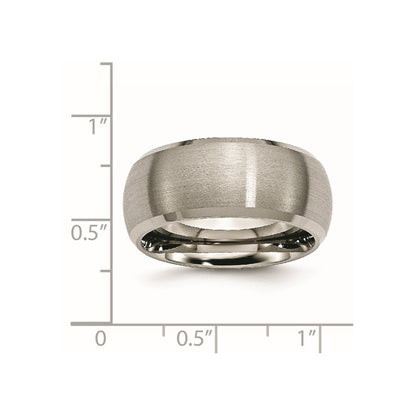 Chisel Titanium Satin and Polished 10mm Beveled Edge Band