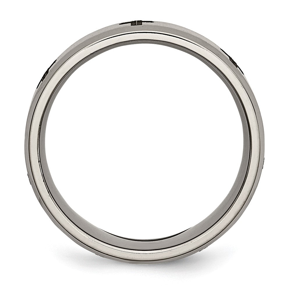Chisel Titanium Brushed and Polished Masonic Laser Design 8mm Beveled Edge Band