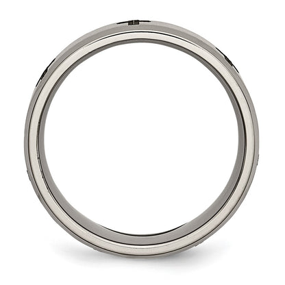 Chisel Titanium Brushed and Polished Masonic Laser Design 8mm Beveled Edge Band