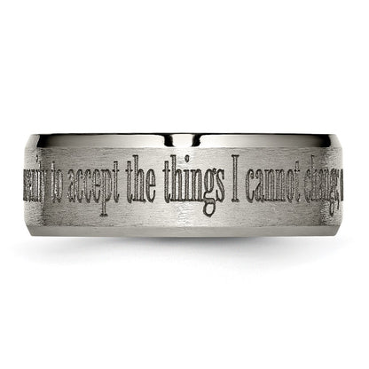 Chisel Titanium Brushed and Polished Serenity Laser Design 8mm Beveled Band