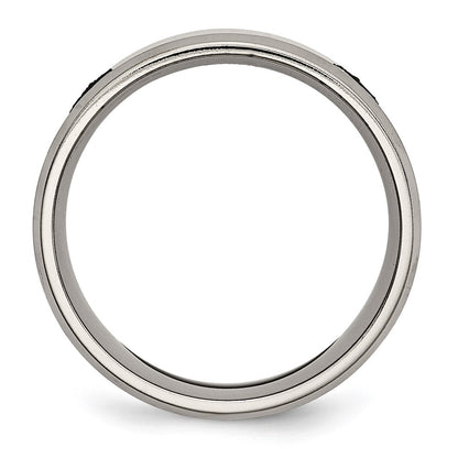 Chisel Titanium Brushed and Polished Masonic Laser Design 8mm Beveled Edge Band