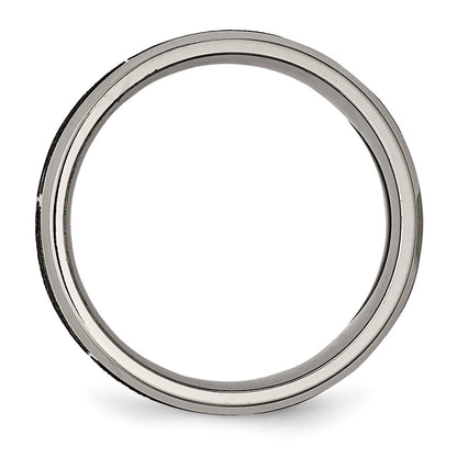 Chisel Titanium Brushed and Polished Flames Laser Design 8mm Beveled Edge Band