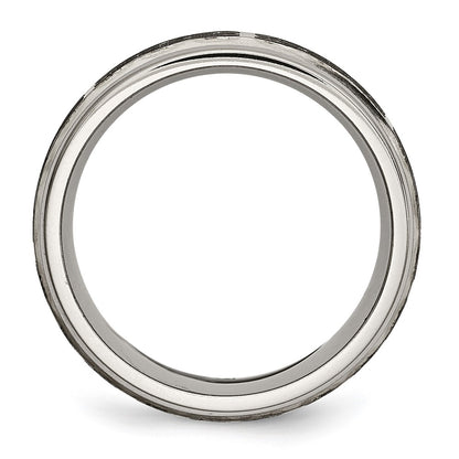 Chisel Titanium Brushed and Polished Celtic Laser Design 8mm Ridged Edge Band