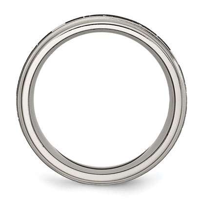 Chisel Titanium Brushed and Polished Claddagh Laser Design 8mm Ridged Edge Band