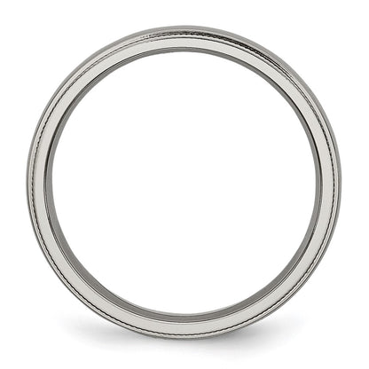 Chisel Titanium Polished 4mm Grooved and Beaded Edge Band