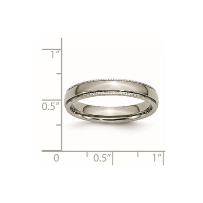 Chisel Titanium Polished 4mm Grooved and Beaded Edge Band