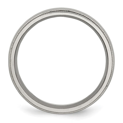 Chisel Titanium Polished 6mm Grooved and Beaded Edge Band