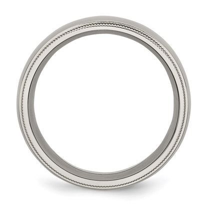 Chisel Titanium Polished 8mm Grooved and Beaded Edge Band