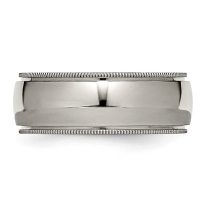 Chisel Titanium Polished 8mm Grooved and Beaded Edge Band