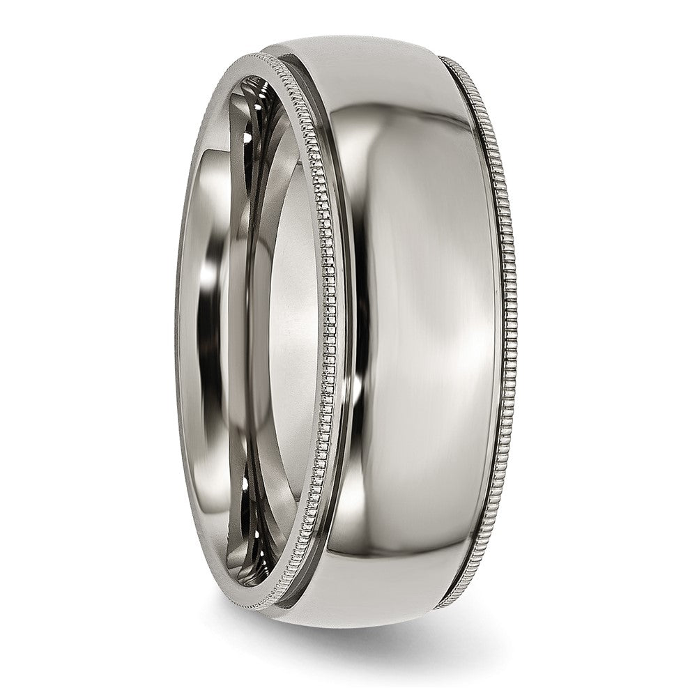 Chisel Titanium Polished 8mm Grooved and Beaded Edge Band