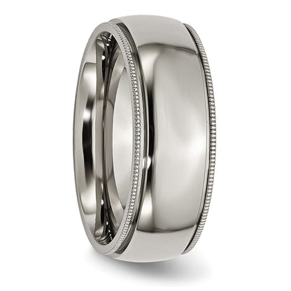 Chisel Titanium Polished 8mm Grooved and Beaded Edge Band
