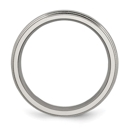 Chisel Titanium Polished 6mm Grooved and Beaded Edge Band