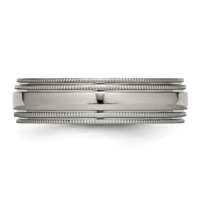 Chisel Titanium Polished 6mm Grooved and Beaded Edge Band