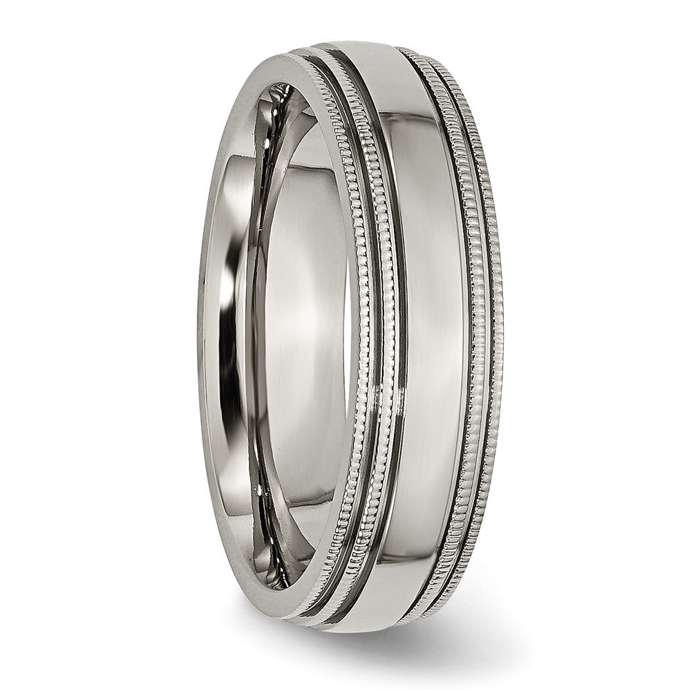 Chisel Titanium Polished 6mm Grooved and Beaded Edge Band