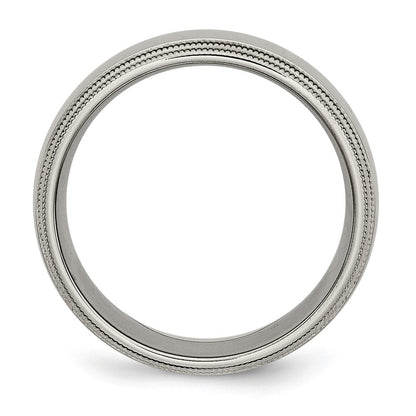 Chisel Titanium Polished 8mm Grooved and Beaded Edge Band