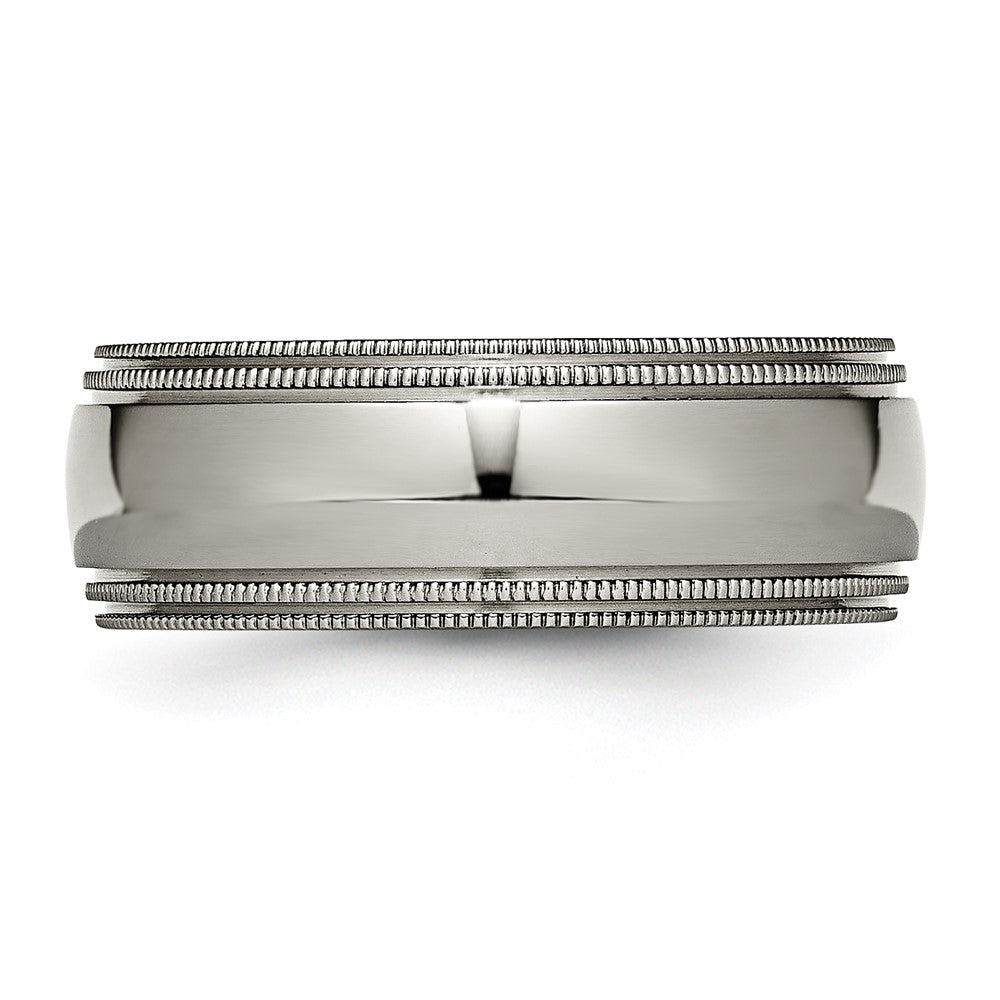 Chisel Titanium Polished 8mm Grooved and Beaded Edge Band