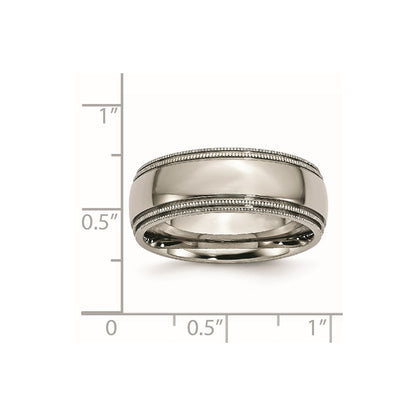Chisel Titanium Polished 8mm Grooved and Beaded Edge Band
