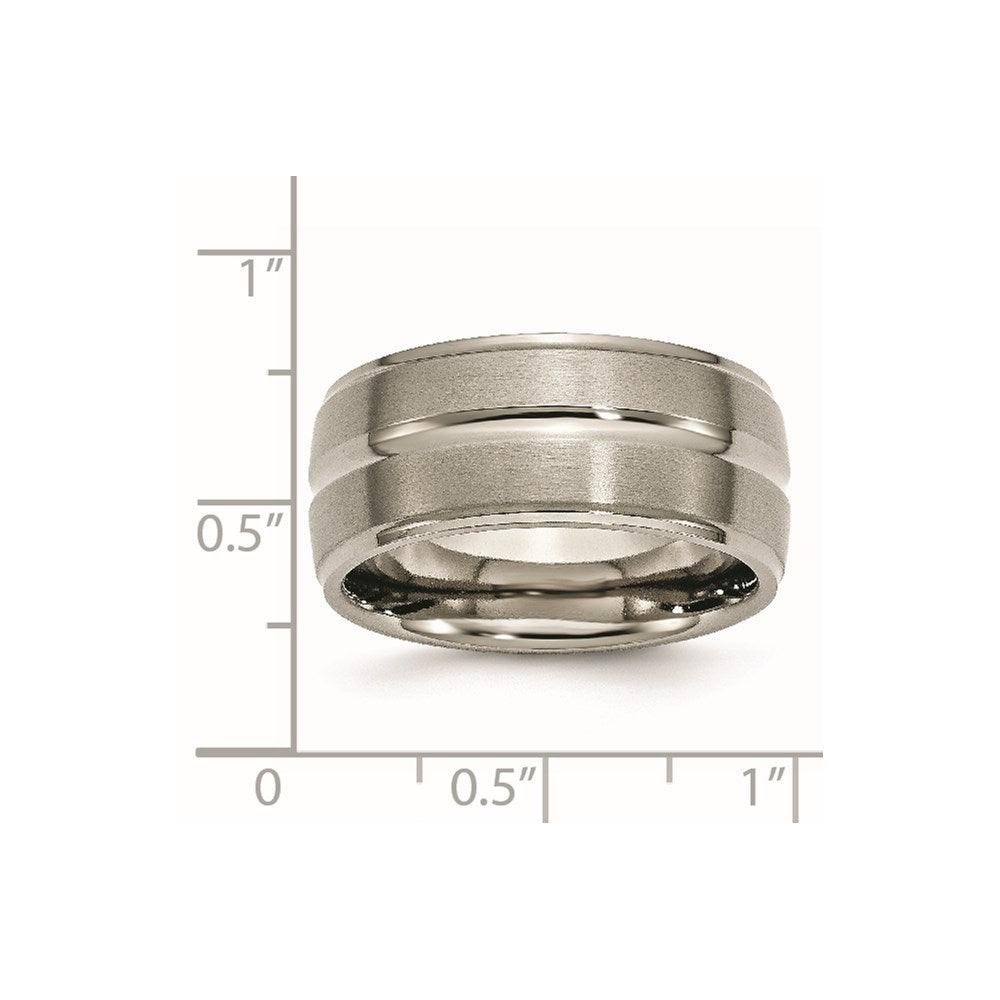 Chisel Titanium Brushed and Polished 10mm Grooved Ridged Edge Band