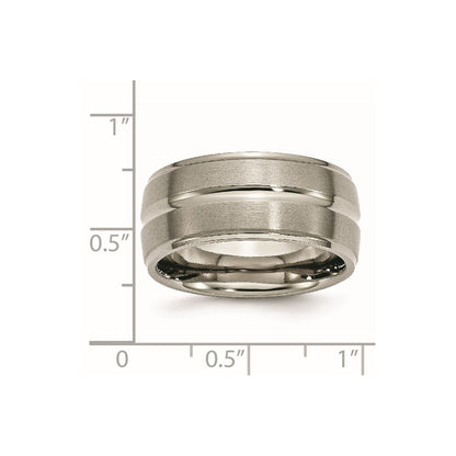 Chisel Titanium Brushed and Polished 10mm Grooved Ridged Edge Band