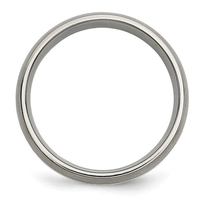 Chisel Titanium Brushed and Polished with Sterling Silver Inlay 7mm Grooved Band