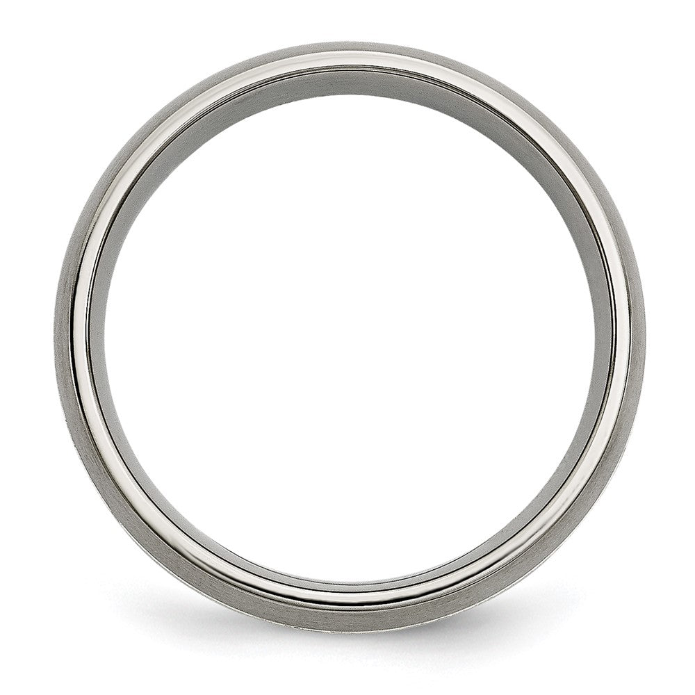 Chisel Titanium Brushed and Polished with Sterling Silver Inlay 7mm Grooved Band