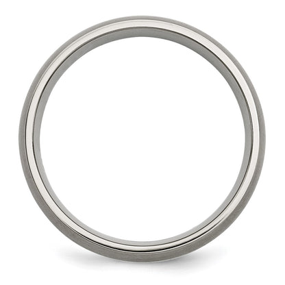 Chisel Titanium Brushed with Sterling Silver Inlay 6mm Band