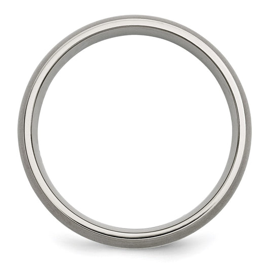 Chisel Titanium Brushed with Sterling Silver Inlay 6mm Band