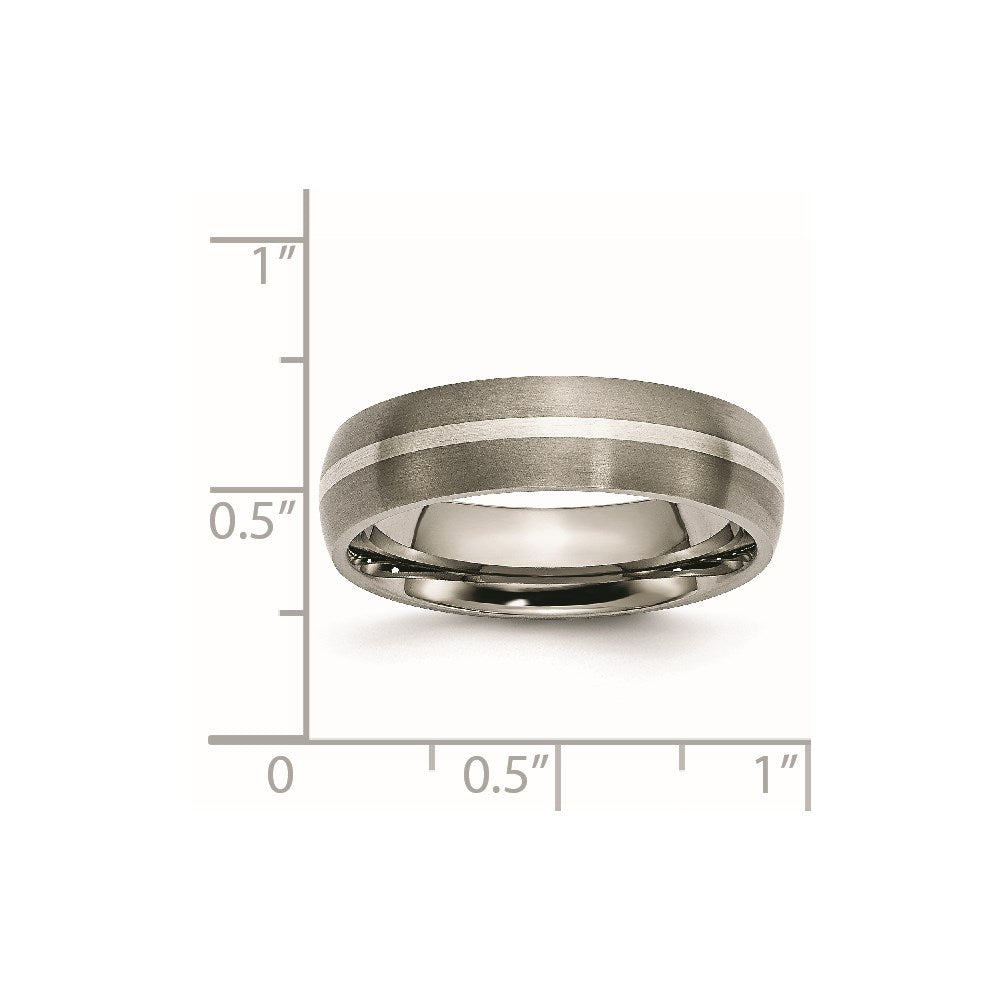 Chisel Titanium Brushed with Sterling Silver Inlay 6mm Band