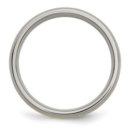 Chisel Titanium Brushed with 14k Gold Inlay 6mm Grooved Band