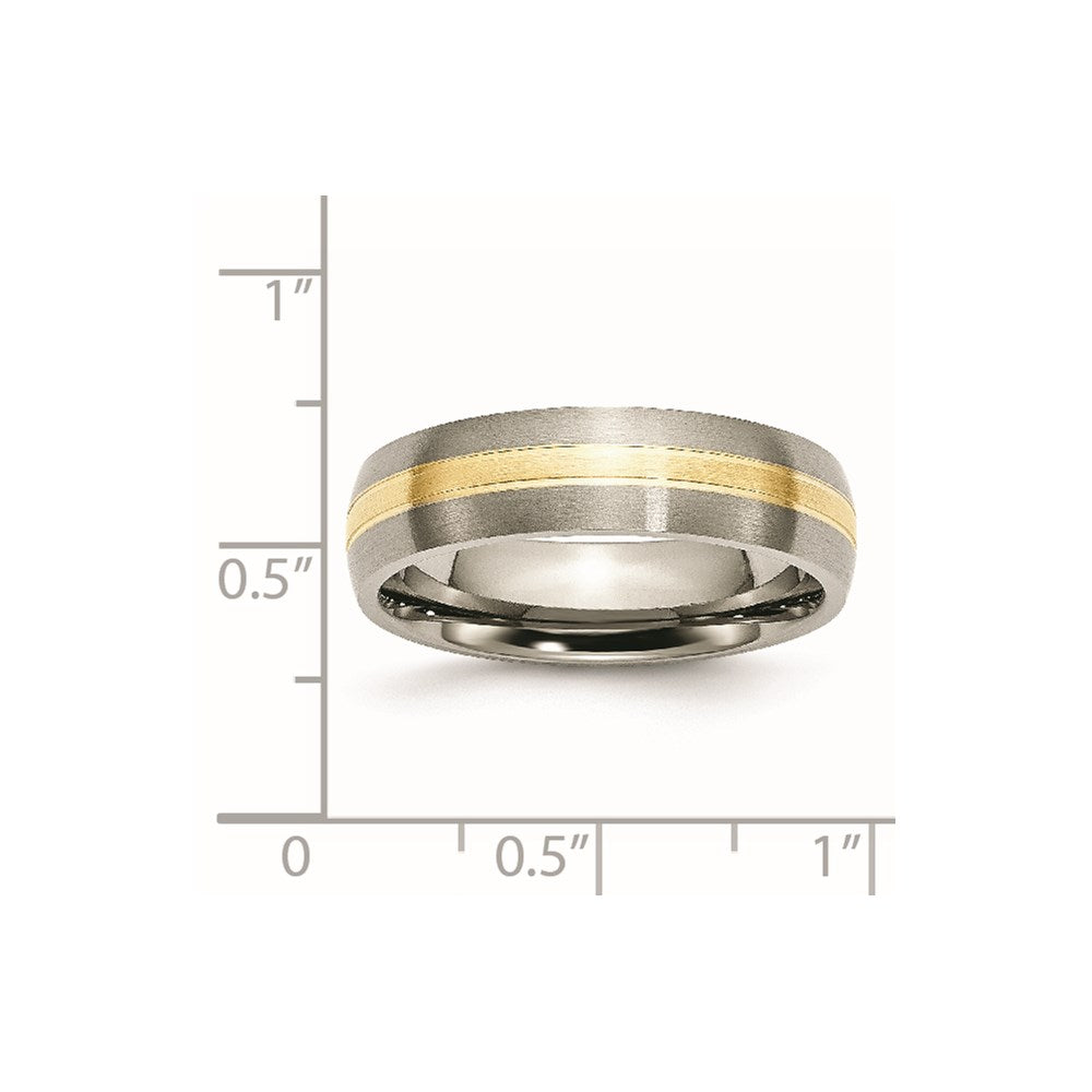 Chisel Titanium Brushed with 14k Gold Inlay 6mm Grooved Band