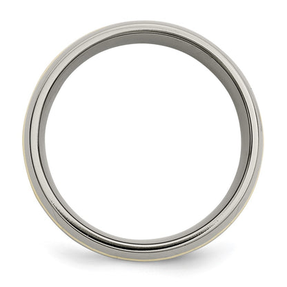 Chisel Titanium Polished with 14k Gold Inlay 10mm Band