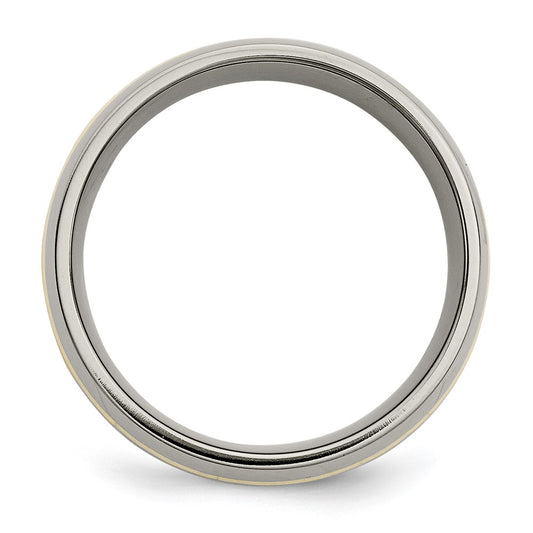 Chisel Titanium Polished with 14k Gold Inlay 10mm Band