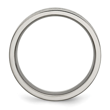 Chisel Titanium Brushed Cross Design 8mm Flat Band