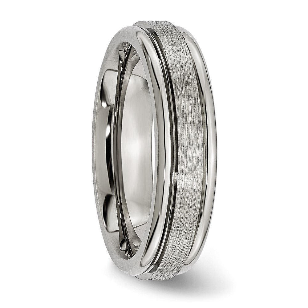 Chisel Titanium Brushed and Polished 6mm Grooved Edge Band
