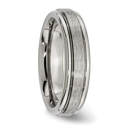 Chisel Titanium Brushed and Polished 6mm Grooved Edge Band