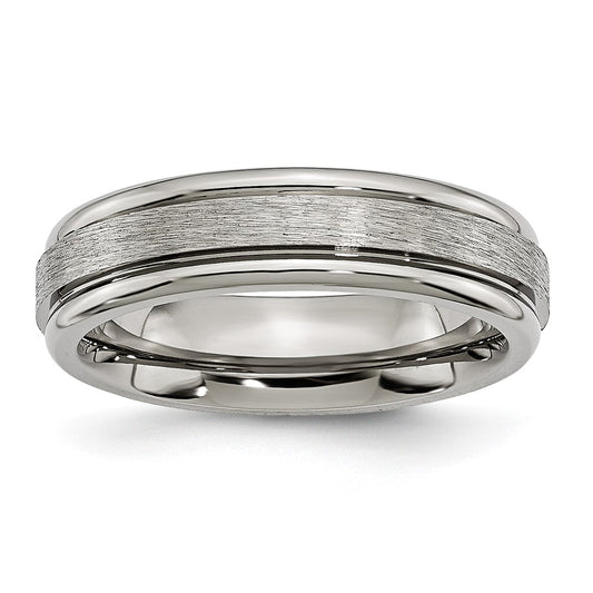Chisel Titanium Brushed and Polished 6mm Grooved Edge Band