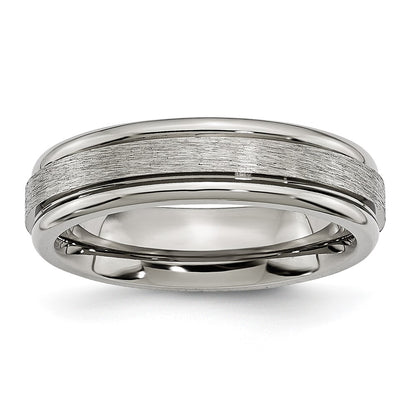 Chisel Titanium Brushed and Polished 6mm Grooved Edge Band