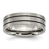 Chisel Titanium Brushed Black Enamel Grooved 7mm Flat Band