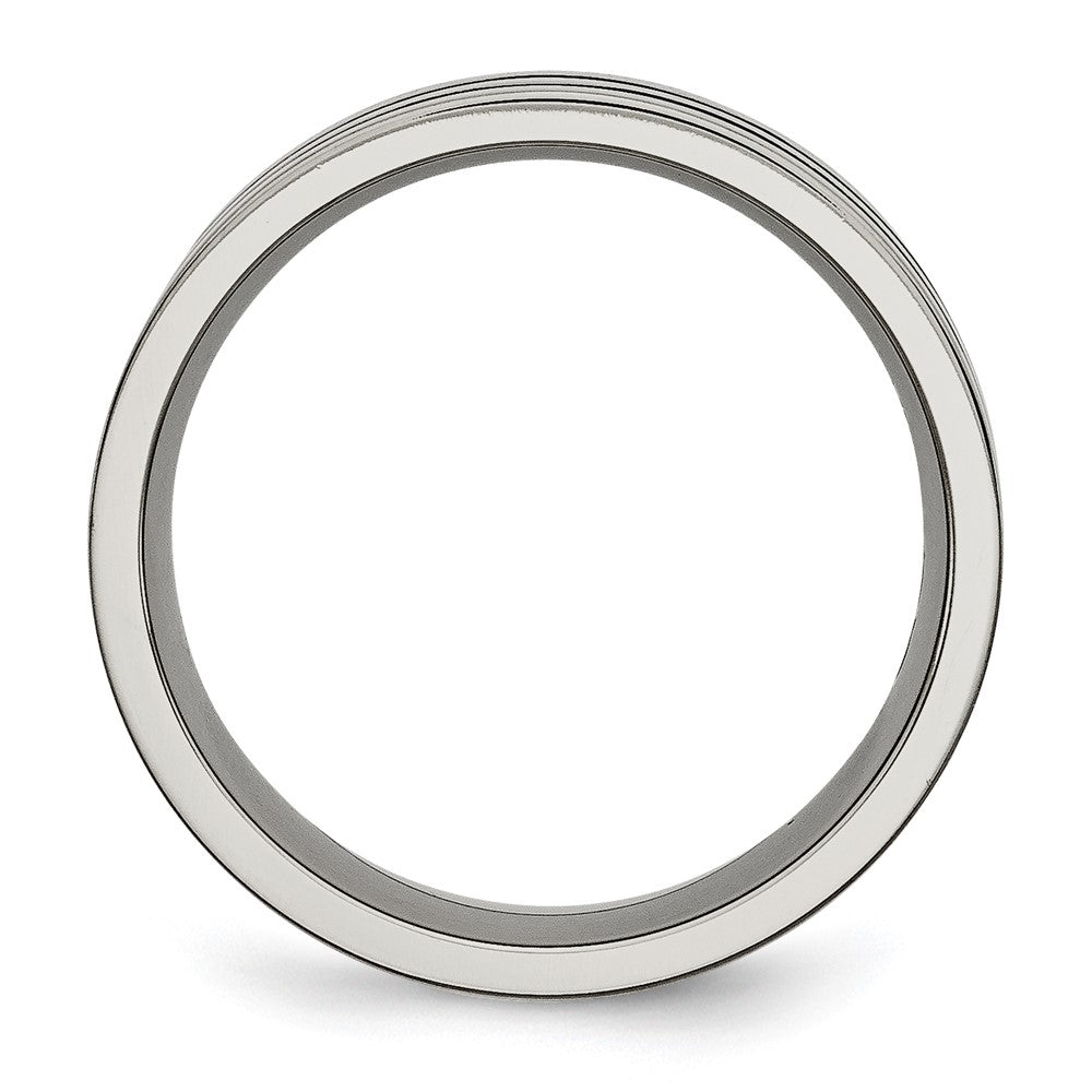 Chisel Titanium Polished Black Enamel Grooved 8mm Flat Band