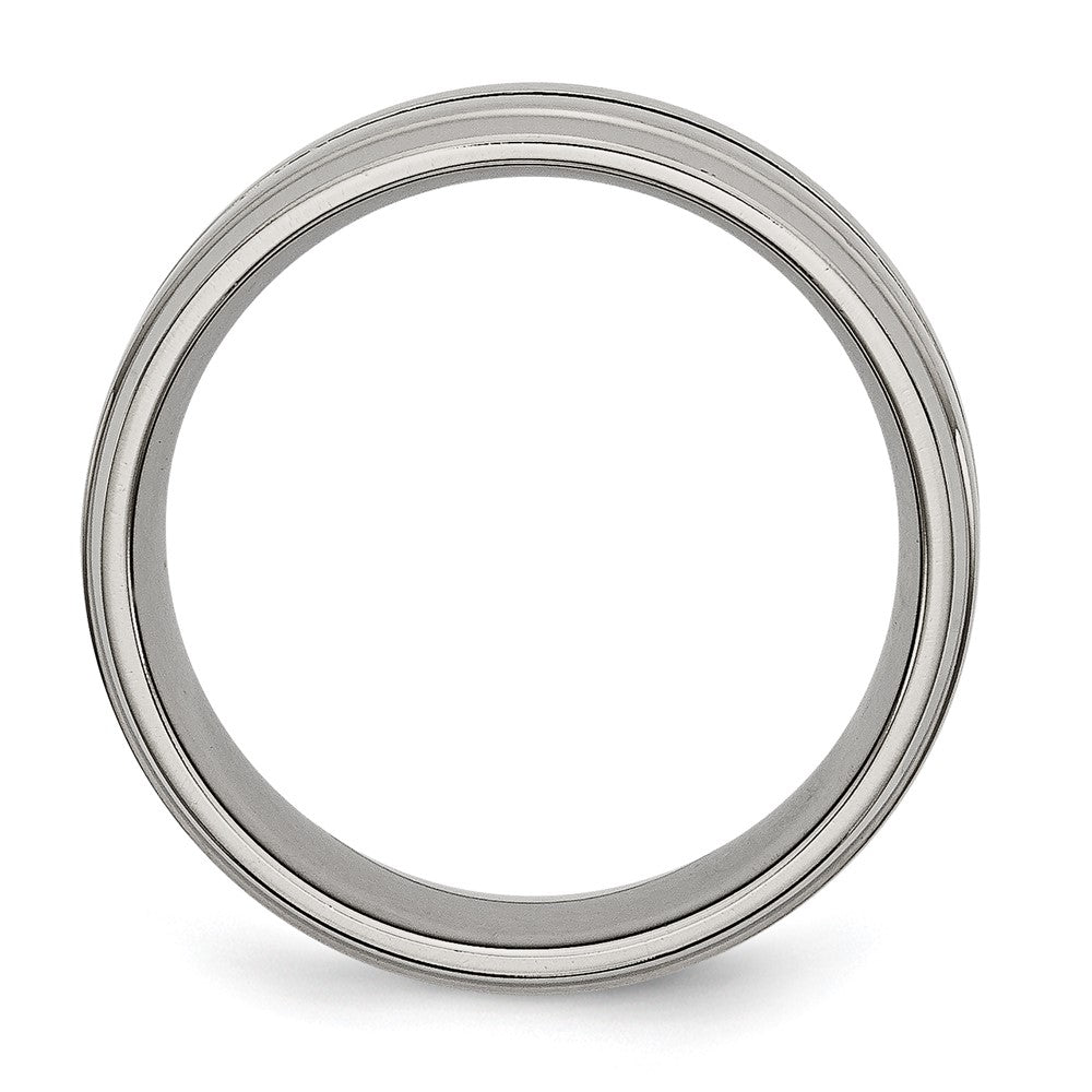 Chisel Titanium Brushed and Polished 8mm Grooved Ridged Edge Band