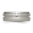 Chisel Titanium Brushed and Polished 8mm Grooved Ridged Edge Band