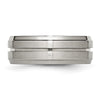 Chisel Titanium Brushed and Polished 8mm Grooved Ridged Edge Band