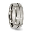 Chisel Titanium Brushed and Polished 8mm Grooved Ridged Edge Band