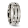 Chisel Titanium Brushed and Polished 8mm Grooved Ridged Edge Band