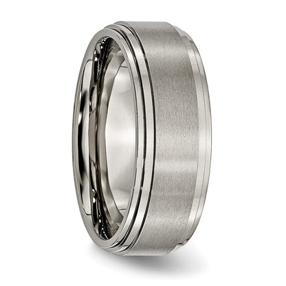 Chisel Titanium Brushed Center 8mm Double Step Ridged Edge Band